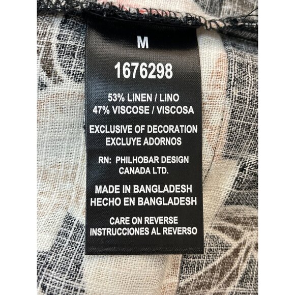 Original Nicole Miller Black Short Sleeve Shirt Dress with Floral Pattern Sz M - Picture 5 of 6